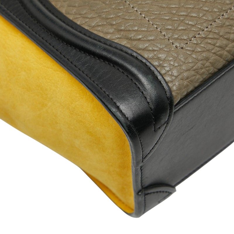 Celine Luggage Nano Shopper Tricolor Handbag Shoulder Bag 2WAY Beige Multicolor