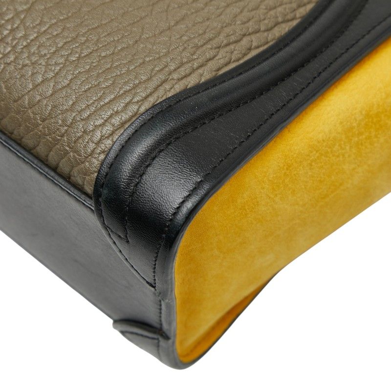 Celine Luggage Nano Shopper Tricolor Handbag Shoulder Bag 2WAY Beige Multicolor