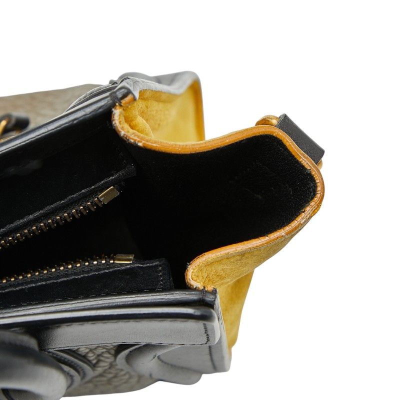 Celine Luggage Nano Shopper Tricolor Handbag Shoulder Bag 2WAY Beige Multicolor