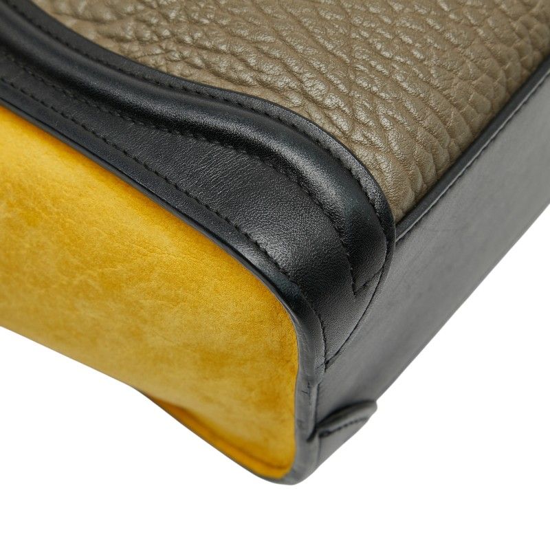 Celine Luggage Nano Shopper Tricolor Handbag Shoulder Bag 2WAY Beige Multicolor