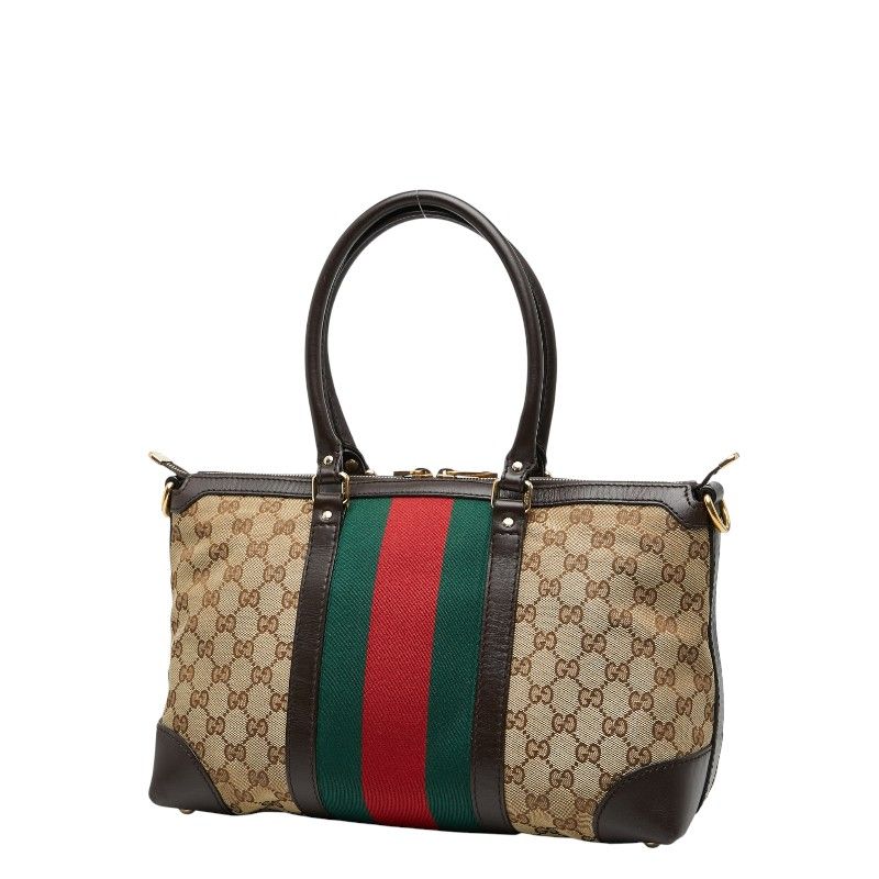 Gucci GG Canvas Sherry Line Handbag Shoulder Bag 2WAY 257341 Beige Multicolor