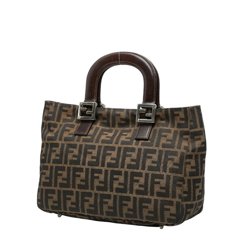 Fendi Zucca 26329 Brown Canvas Leather Women's Fendi