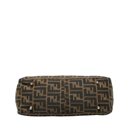 Fendi Zucca 26329 Brown Canvas Leather Women's Fendi