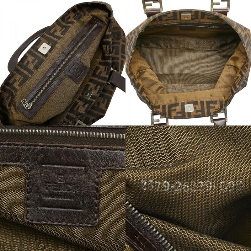 Fendi Zucca 26329 Brown Canvas Leather Women's Fendi