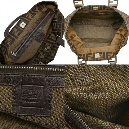 Fendi Zucca 26329 Brown Canvas Leather Women's Fendi