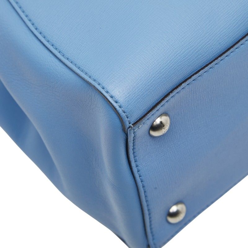 Fendi Petit Toujours Handbag Shoulder Bag 2WAY 8bh253 Light Blue Leather Women