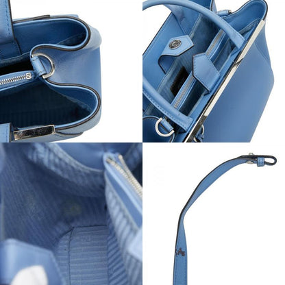 Fendi Petit Toujours Handbag Shoulder Bag 2WAY 8bh253 Light Blue Leather Women