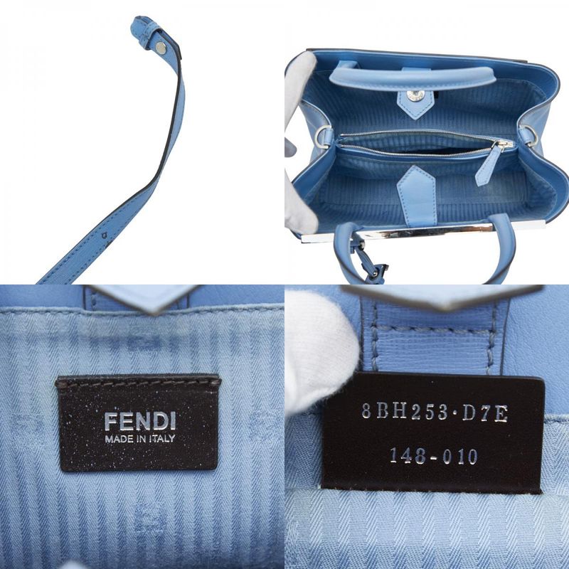 Fendi Petit Toujours Handbag Shoulder Bag 2WAY 8bh253 Light Blue Leather Women