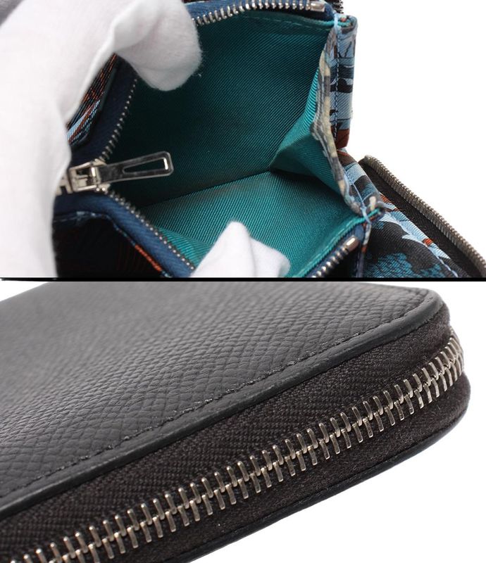 Hermes Round Zipper Wallet Engraved D Silver Hardware Azap Compact Silk Quinn