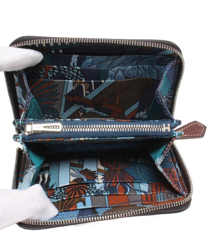 Hermes Round Zipper Wallet Engraved D Silver Hardware Azap Compact Silk Quinn