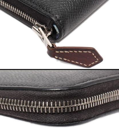 Hermes Round Zipper Wallet Engraved D Silver Hardware Azap Compact Silk Quinn