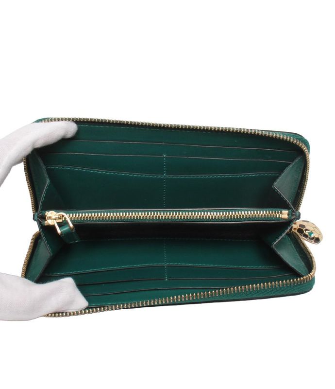 Bulgari Round Zipper Long Wallet Serpenti Forever Women Bvlgari