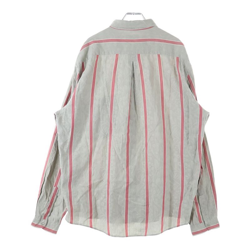 YVES Saint Laurent 90s Striped Right Pocket Cotton Long Sleeve Shirt Red/gray
