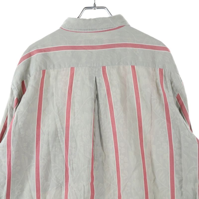 YVES Saint Laurent 90s Striped Right Pocket Cotton Long Sleeve Shirt Red/gray
