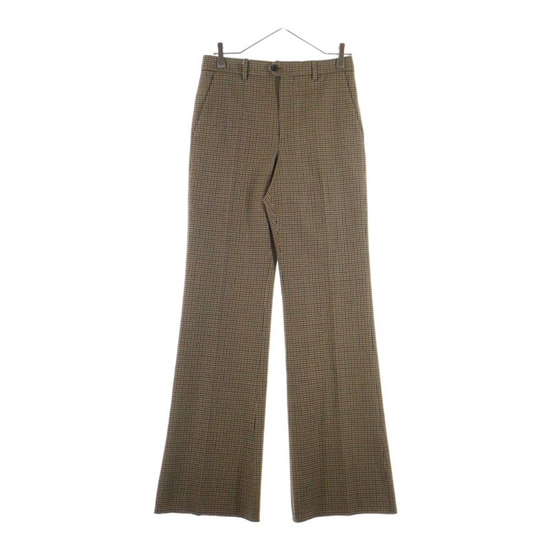 Celine Check Wool Bootcut Long Pants Brown 2p613871h