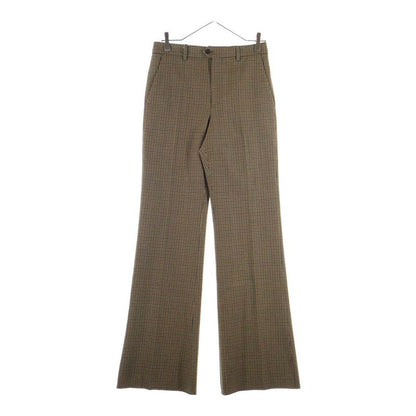 Celine Check Wool Bootcut Long Pants Brown 2p613871h