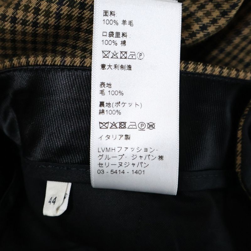 Celine Check Wool Bootcut Long Pants Brown 2p613871h