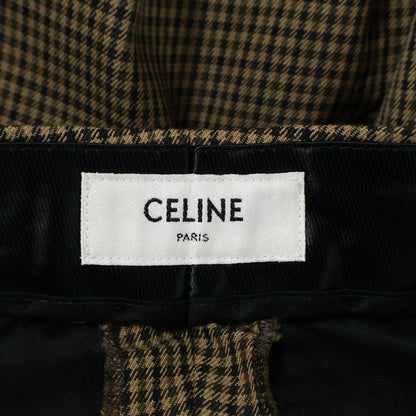 Celine Check Wool Bootcut Long Pants Brown 2p613871h