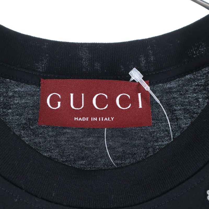 Gucci 24AW Crystal Logo Embroidery Cotton Jersey Crew Neck Short Sleeve T-shirt