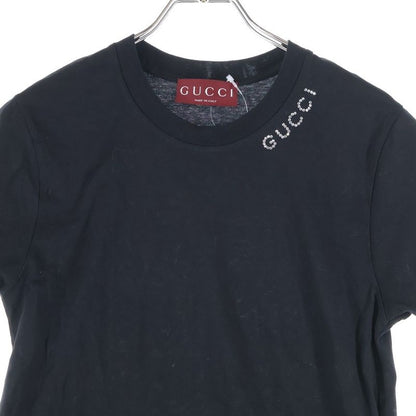 Gucci 24AW Crystal Logo Embroidery Cotton Jersey Crew Neck Short Sleeve T-shirt