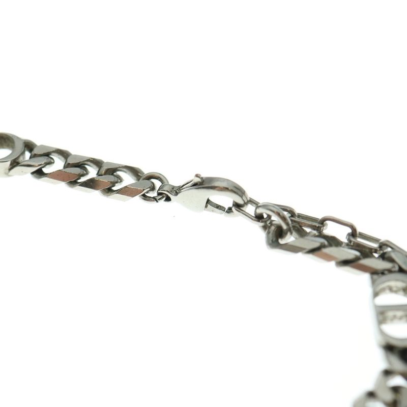 Christian Dior CD Icon Chain CD Logo Chain Link Necklace Silver N1574hommt