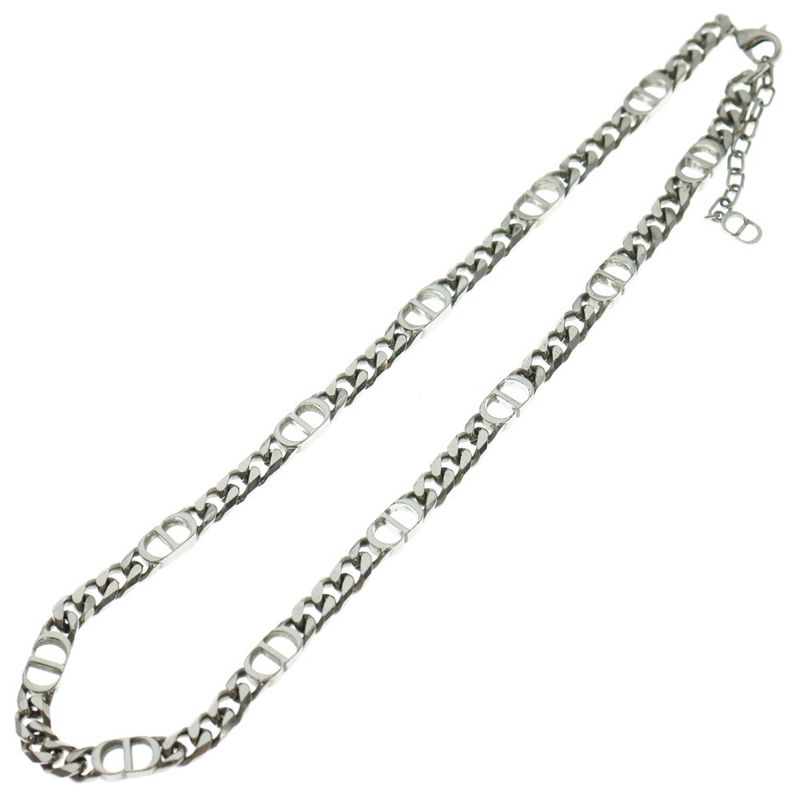Christian Dior CD Icon Chain CD Logo Chain Link Necklace Silver N1574hommt