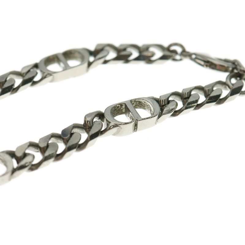 Christian Dior CD Icon Chain CD Logo Chain Link Necklace Silver N1574hommt