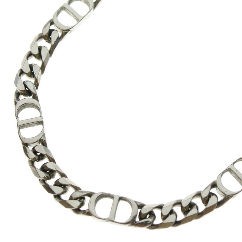 Christian Dior CD Icon Chain CD Logo Chain Link Necklace Silver N1574hommt