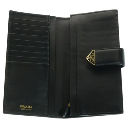 Prada Saffiano Triangle Logo Long Wallet Leather Navy 1mv025