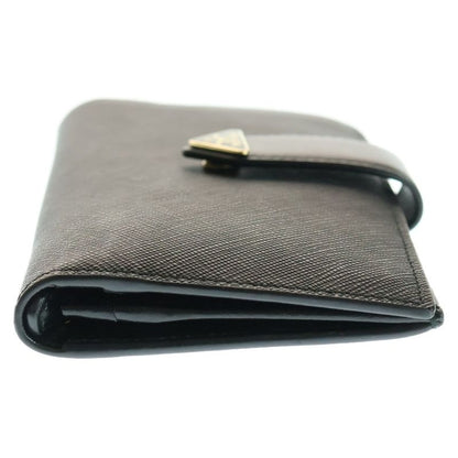 Prada Saffiano Triangle Logo Long Wallet Leather Navy 1mv025