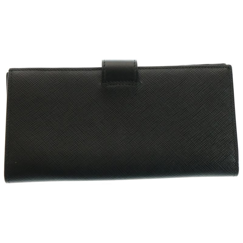 Prada Saffiano Triangle Logo Long Wallet Leather Navy 1mv025