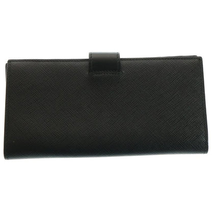 Prada Saffiano Triangle Logo Long Wallet Leather Navy 1mv025