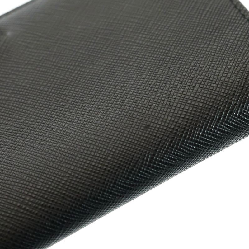 Prada Saffiano Triangle Logo Long Wallet Leather Navy 1mv025