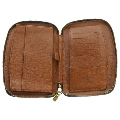 Louis Vuitton Monogram Agenda Geod Card Case Round Zip Wallet Brown Pvcleather