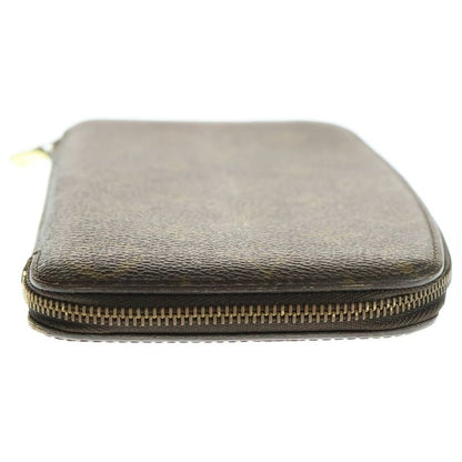 Louis Vuitton Monogram Agenda Geod Card Case Round Zip Wallet Brown Pvcleather