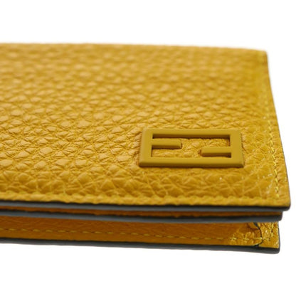 Fendi Foldable Logo Card Case Leather Yellow 7m0222