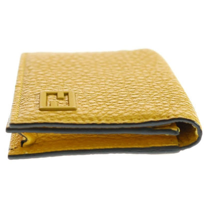 Fendi Foldable Logo Card Case Leather Yellow 7m0222