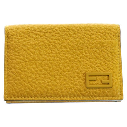 Fendi Foldable Logo Card Case Leather Yellow 7m0222