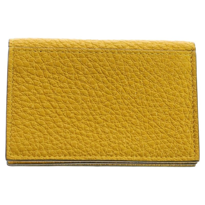 Fendi Foldable Logo Card Case Leather Yellow 7m0222