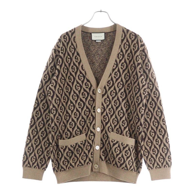 Gucci GG Rambus GG Rambus Wool Knit Cardigan Brown/beige 595511 Xka0y