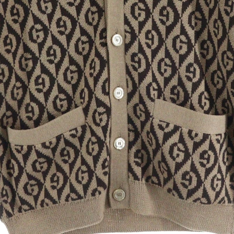 Gucci GG Rambus GG Rambus Wool Knit Cardigan Brown/beige 595511 Xka0y