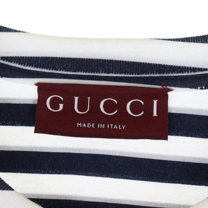 Gucci Logo-printed Striped Crew-neck Short-sleeved T-shirt Cut And Sewn