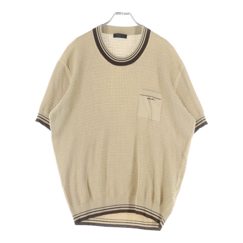 Prada 23SS Waffle Cut And Sewn Waffle With Logo Embroidered Pockets Brown Umb758