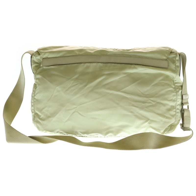 Prada Saffiano Shoulder Bag Handbag Light Green Tessuto B1738 Silver Hardware