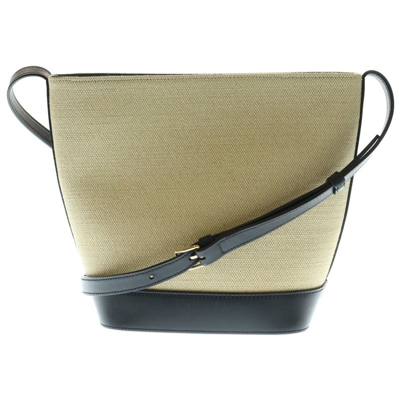 Celine Small Bucket Cuir Triomphe 2WAY Bag Handbag Shoulder Bag Black And Beige