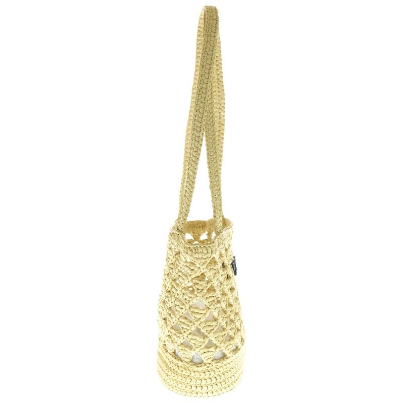 Prada Crochet Mini Triangle Logo Cage Shoulder Tote Bag Beige 1bg494