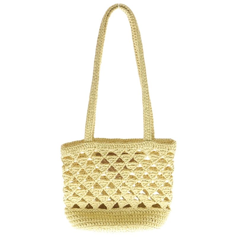 Prada Crochet Mini Triangle Logo Cage Shoulder Tote Bag Beige 1bg494