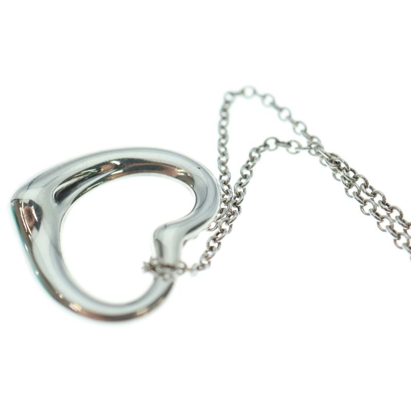Tiffany & Co Open Heart Necklace Pendant Chain Silver Sv925
