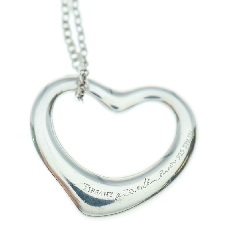 Tiffany & Co Open Heart Necklace Pendant Chain Silver Sv925