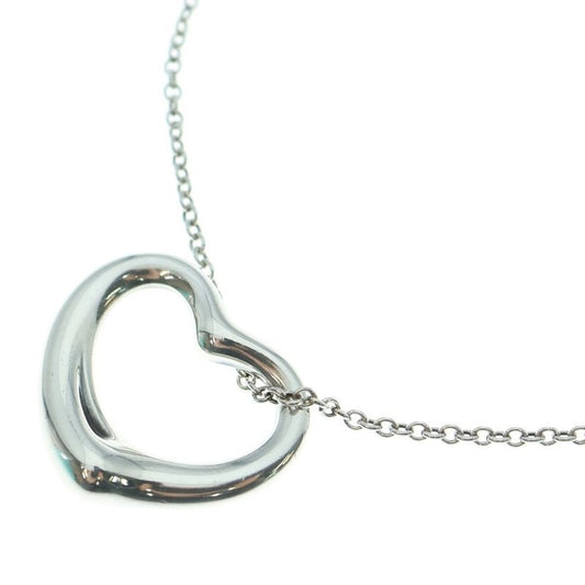 Tiffany & Co Open Heart Necklace Pendant Chain Silver Sv925